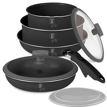 BerlingerHaus Pandesæt Click-it Mat Antracit 6-delt - Kogepande ø 16 & 20 cm, Stegepande ø 20 & 24 cm - egnet til alle varmekilder