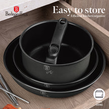 BerlingerHaus Pandesæt Click-it Mat Antracit 6-delt - Kogepande ø 16 & 20 cm, Stegepande ø 20 & 24 cm - egnet til alle varmekilder