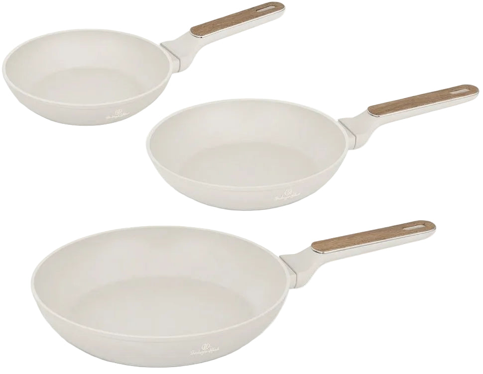 BerlingerHaus Stegepandesæt Nordic Mat Creme 3-Delt - ø 20, 24 & 28 cm - egnet til alle varmekilder - standard non-stick belægning