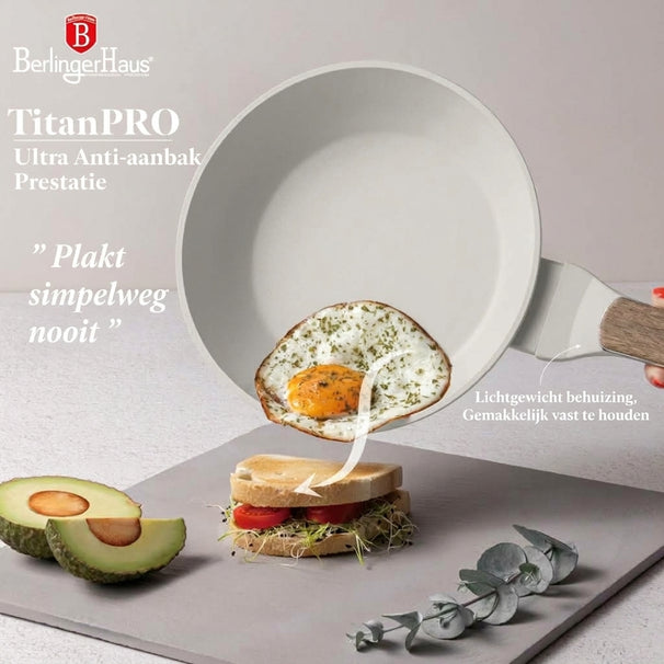 BerlingerHaus Stegepandesæt Nordic Mat Creme 3-Delt - ø 20, 24 & 28 cm - egnet til alle varmekilder - standard non-stick belægning