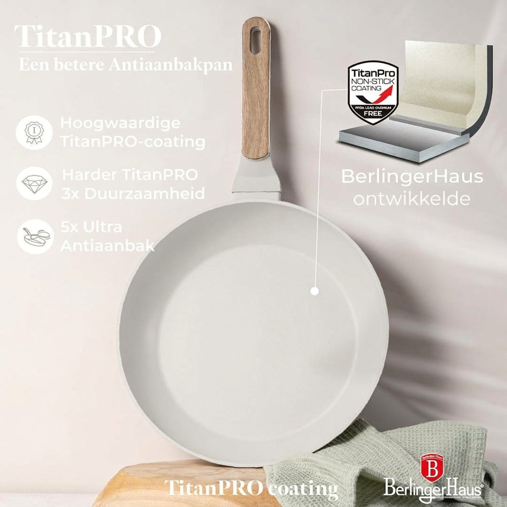 BerlingerHaus Pandesæt Nordic Mat Creme 7-Delig - Kogepande ø 20, 24, 28 cm & Stegepande ø 20, 24 cm - egnet til alle varmekilder