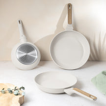 BerlingerHaus Stegepandesæt Nordic Mat Creme 3-Delt - ø 20, 24 & 28 cm - egnet til alle varmekilder - standard non-stick belægning