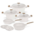 BerlingerHaus Pandesæt Nordic Mat Creme 7-Delig - Kogepande ø 20, 24, 28 cm & Stegepande ø 20, 24 cm - egnet til alle varmekilder