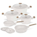 BerlingerHaus Pandesæt Nordic Mat Creme 7-Delig - Kogepande ø 20, 24, 28 cm & Stegepande ø 20, 24 cm - egnet til alle varmekilder