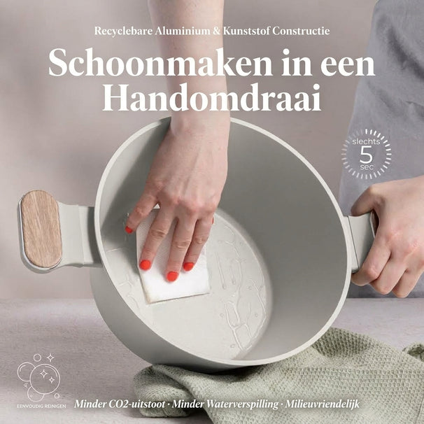 BerlingerHaus Pandesæt Nordic Mat Creme 7-Delig - Kogepande ø 20, 24, 28 cm & Stegepande ø 20, 24 cm - egnet til alle varmekilder