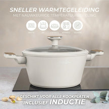 BerlingerHaus Pandesæt Nordic Mat Creme 7-Delig - Kogepande ø 20, 24, 28 cm & Stegepande ø 20, 24 cm - egnet til alle varmekilder