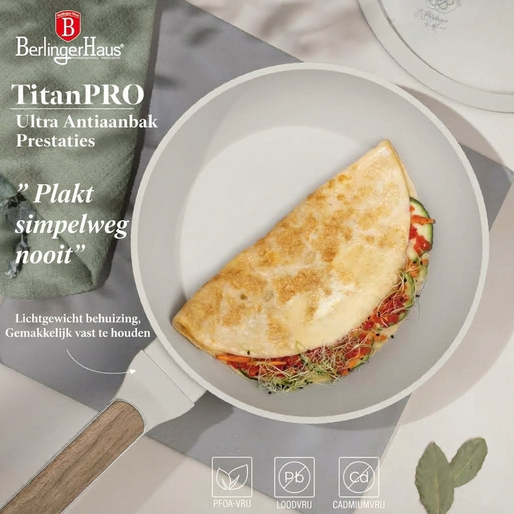 BerlingerHaus Pandesæt Nordic Mat Creme 7-Delig - Kogepande ø 20, 24, 28 cm & Stegepande ø 20, 24 cm - egnet til alle varmekilder