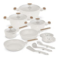 BerlingerHaus Pandesæt Nordic Mat Creme 11-Delig - Kogepande ø 20, 24, 28 cm, Stegepande ø 24, 28 cm & Kasserolle ø 16 cm - egnet til alle varmekilder