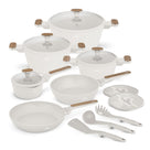 BerlingerHaus Pandesæt Nordic Mat Creme 11-Delig - Kogepande ø 20, 24, 28 cm, Stegepande ø 24, 28 cm & Kasserolle ø 16 cm - egnet til alle varmekilder