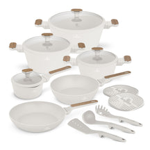 BerlingerHaus Pandesæt Nordic Mat Creme 11-Delig - Kogepande ø 20, 24, 28 cm, Stegepande ø 24, 28 cm & Kasserolle ø 16 cm - egnet til alle varmekilder