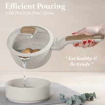 BerlingerHaus Pandesæt Nordic Mat Creme 11-Delig - Kogepande ø 20, 24, 28 cm, Stegepande ø 24, 28 cm & Kasserolle ø 16 cm - egnet til alle varmekilder