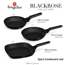 BerlingerHaus Stegepandesæt Sort Roséguld 3-Delt - ø 20, 24 & 28 cm - egnet til alle varmekilder - standard non-stick belægning