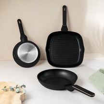 BerlingerHaus Stegepandesæt Sort Roséguld 3-Delt - ø 20, 24 & 28 cm - egnet til alle varmekilder - standard non-stick belægning