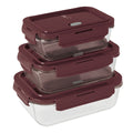 BerlingerHaus Glas Opbevaringsbokse Mat Bordeaux - 3-delt - 570 ml, 840 ml & 1.18 Liter