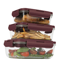 BerlingerHaus Glas Opbevaringsbokse Mat Bordeaux - 3-delt - 570 ml, 840 ml & 1.18 Liter