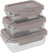BerlingerHaus Glas Opbevaringsbokse Taupe - 3-delt - 570 ml, 840 ml & 1,18 Liter