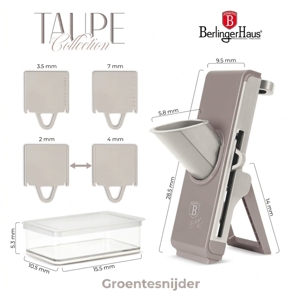 BerlingerHaus Mandolin / Grøntsagsslicer Taupe - med Opsamlingsbakke