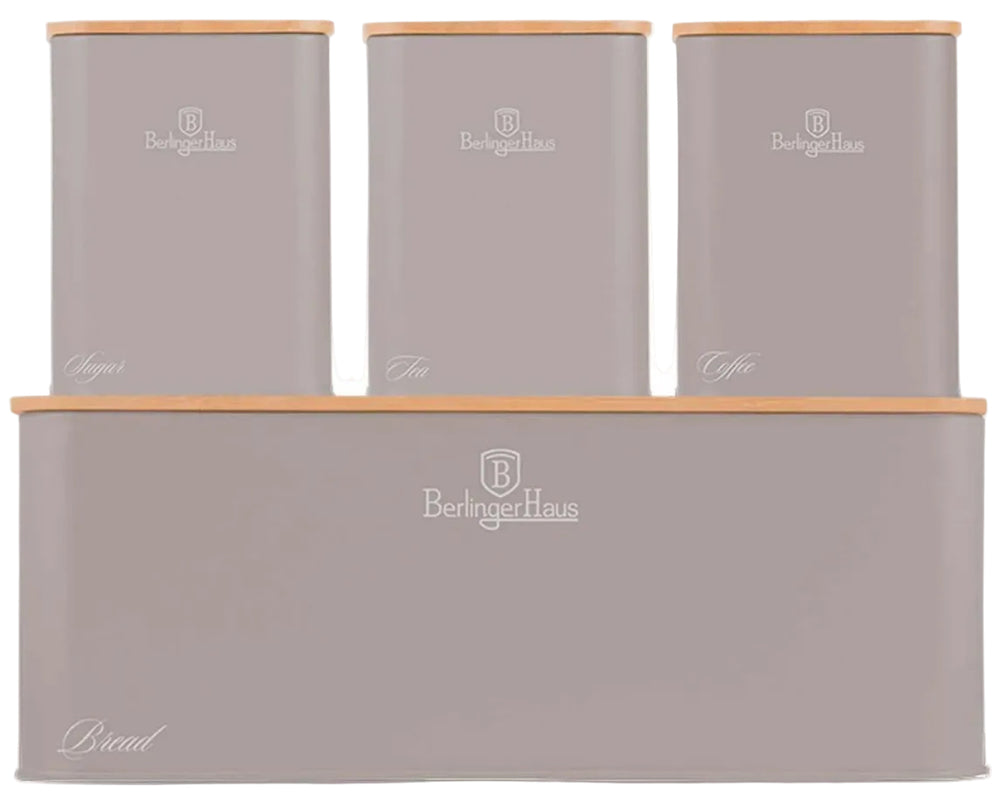 BerlingerHaus Brødkasse med Opbevaringsbokse Taupe - 4-delt