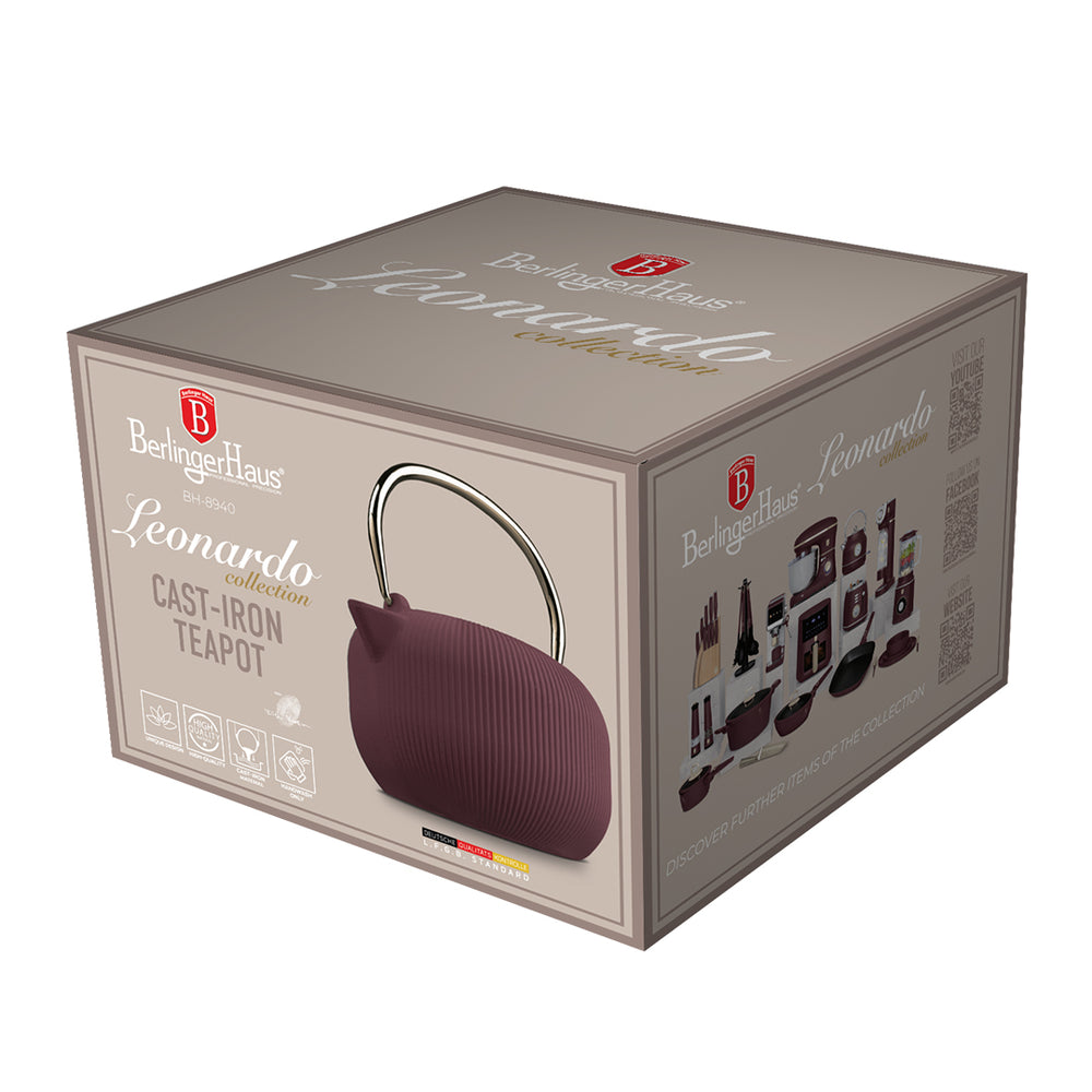 BerlingerHaus Teapot med RVS Filter - Gussejern Mat Bordeaux - 1 Liter