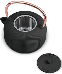 BerlingerHaus Teekande med RVS Filter - Støbejern Sort Roséguld - 1 Liter