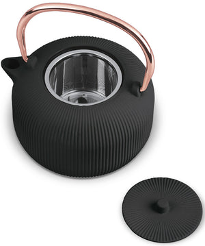 BerlingerHaus Teekande med RVS Filter - Støbejern Sort Roséguld - 1 Liter