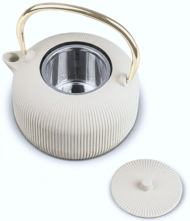 BerlingerHaus Teekande med RVS Filter - Støbejern Mat Creme - 1 Liter