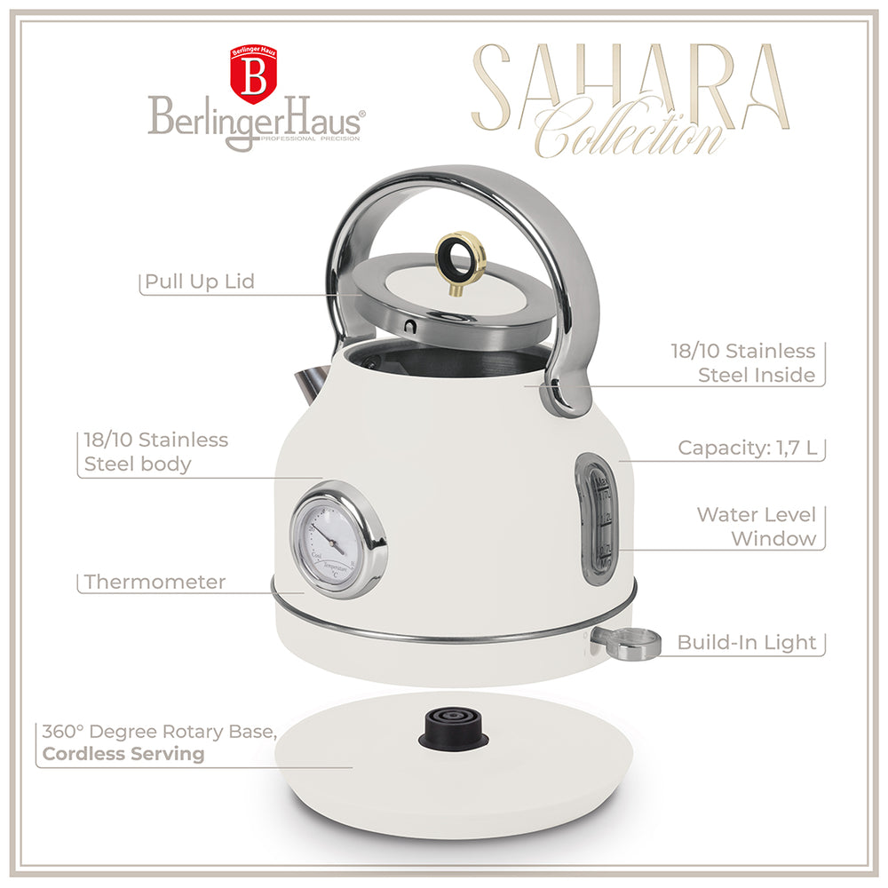 BerlingerHaus Elkande Mat Creme - med Termometer - 1.7 Liter - 2200W