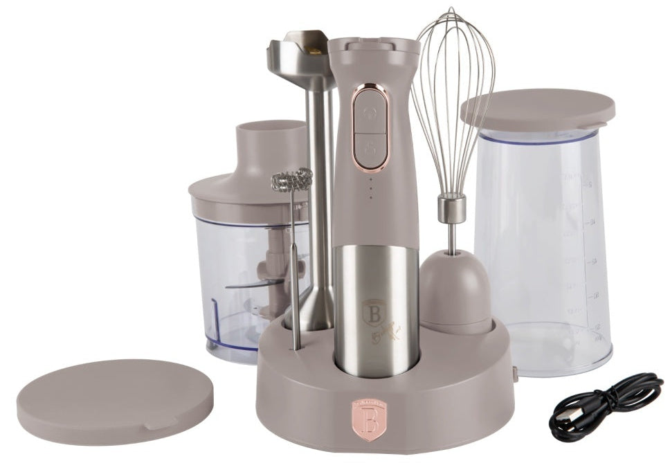 BerlingerHaus Trådløs Stavblender sæt Taupe – 6-i-1 – 800 W