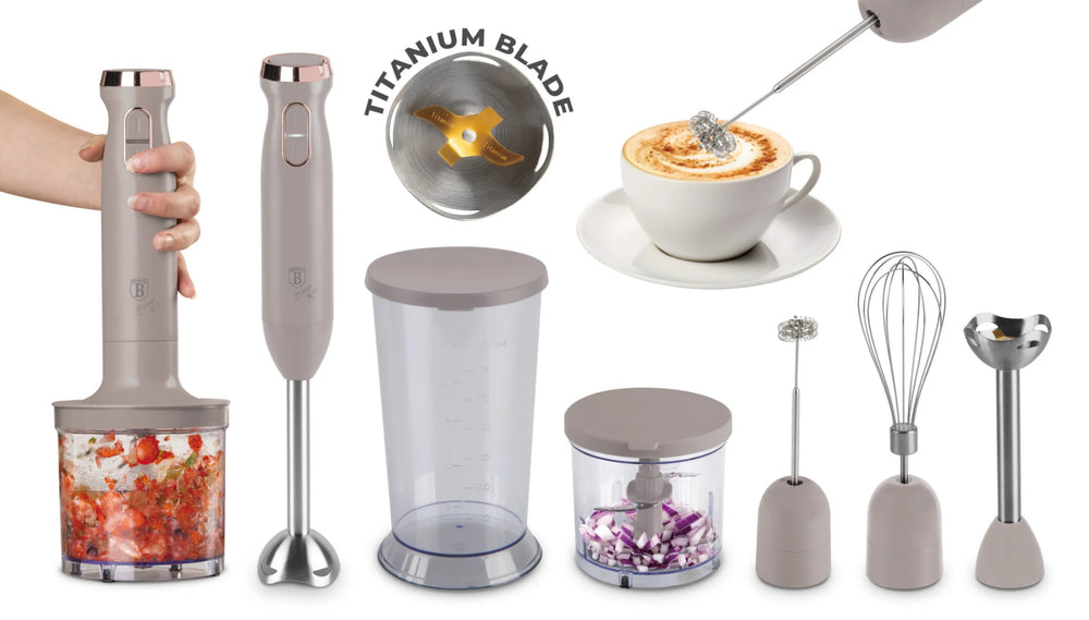 BerlingerHaus Stavblender sæt Taupe – 6-i-1 – 800 W