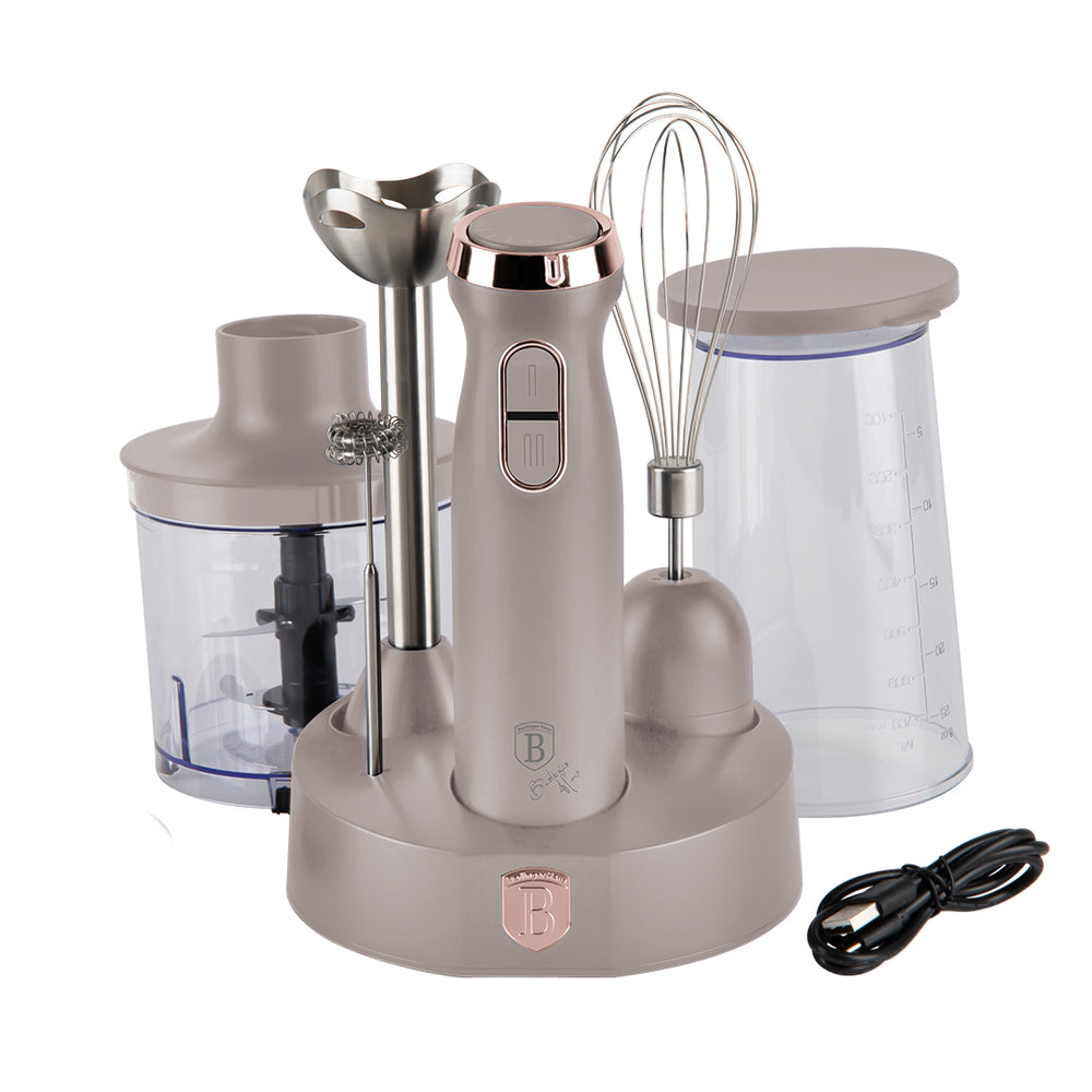 BerlingerHaus Stavblender sæt Taupe – 6-i-1 – 800 W
