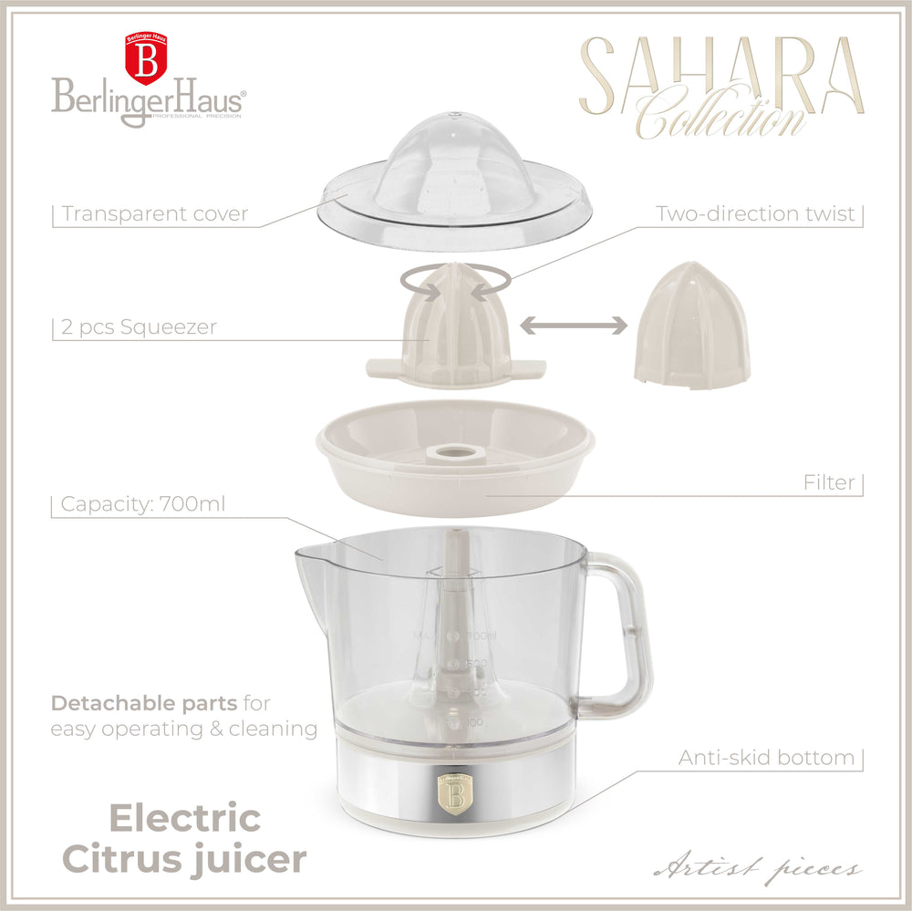 BerlingerHaus Elektrisk Citruspresse / Appelsinpresser Mat Creme - 0,7 L - 40 W