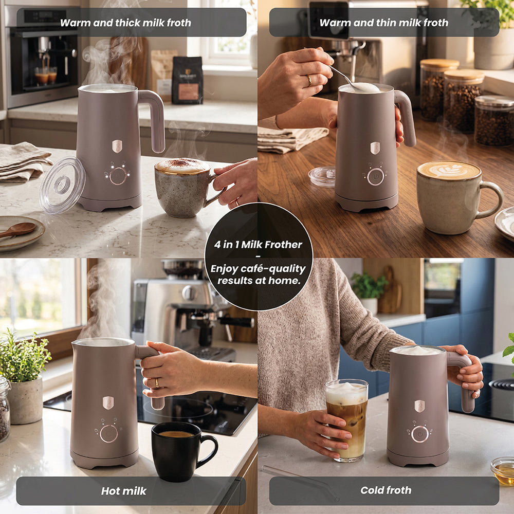 BerlingerHaus Elektrisk Mælkeskummer 4-i-1 Taupe - 160 ml