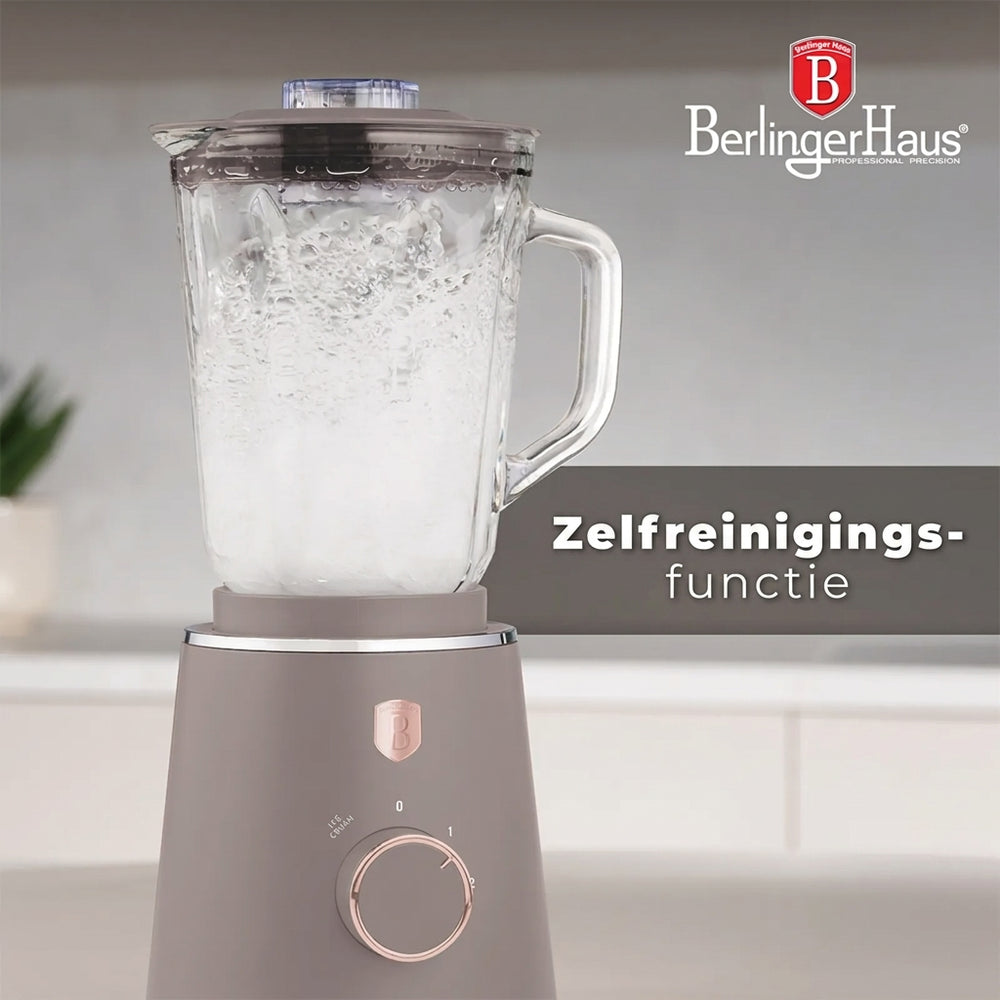 BerlingerHaus Blender Taupe - Glas Kande - 1.5 Liter - 1000W