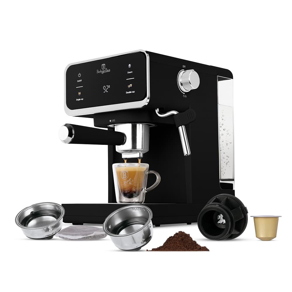 BerlingerHaus Espressomaskine / Pistonmaskine Digital Mat Sort - 3-i-1 - 20 Bar - 1,0 Liter