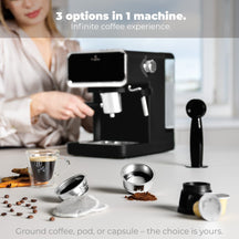 BerlingerHaus Espressomaskine / Pistonmaskine Digital Mat Sort - 3-i-1 - 20 Bar - 1,0 Liter