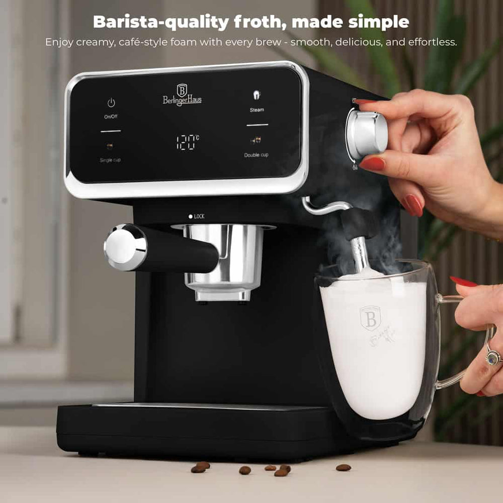 BerlingerHaus Espressomaskine / Pistonmaskine Digital Mat Sort - 3-i-1 - 20 Bar - 1,0 Liter