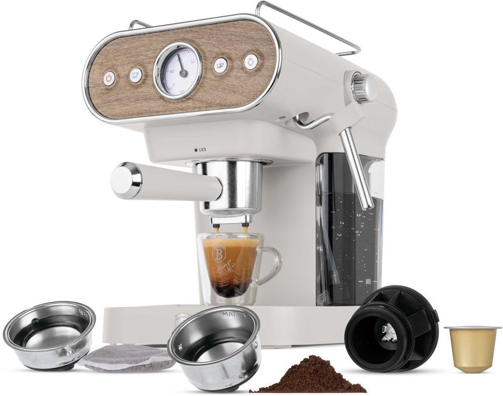 BerlingerHaus Espressomaskine / Pistonmaskine Digital Mat Creme - 3-i-1 - 20 Bar - 1.02Liter