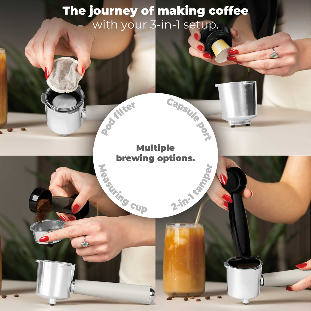 BerlingerHaus Espressomaskine / Pistonmaskine Digital Mat Creme - 3-i-1 - 20 Bar - 1.02Liter