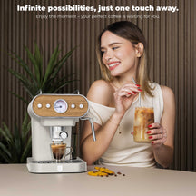 BerlingerHaus Espressomaskine / Pistonmaskine Digital Mat Creme - 3-i-1 - 20 Bar - 1.02Liter