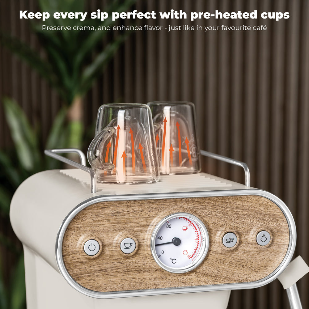 BerlingerHaus Espressomaskine / Pistonmaskine Digital Mat Creme - 3-i-1 - 20 Bar - 1.02Liter
