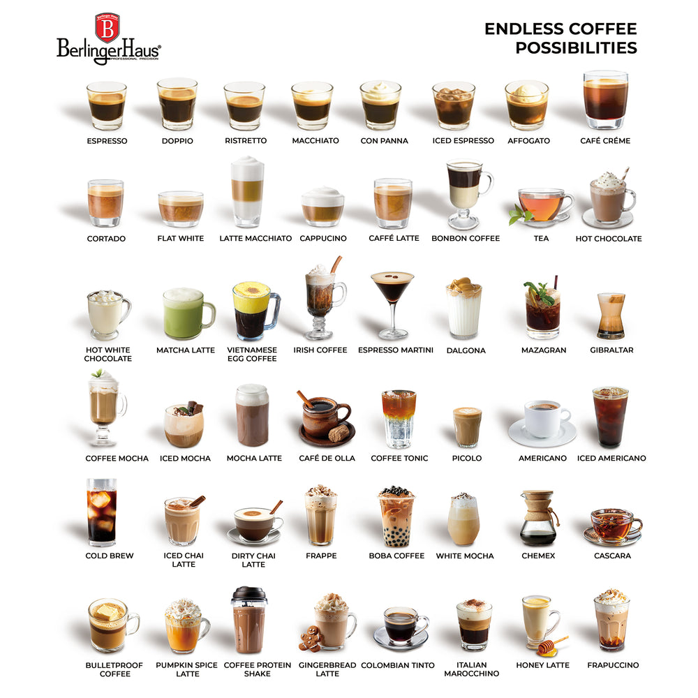 BerlingerHaus Espressomaskine / Pistonmaskine Digital Mat Creme - 3-i-1 - 20 Bar - 1.02Liter