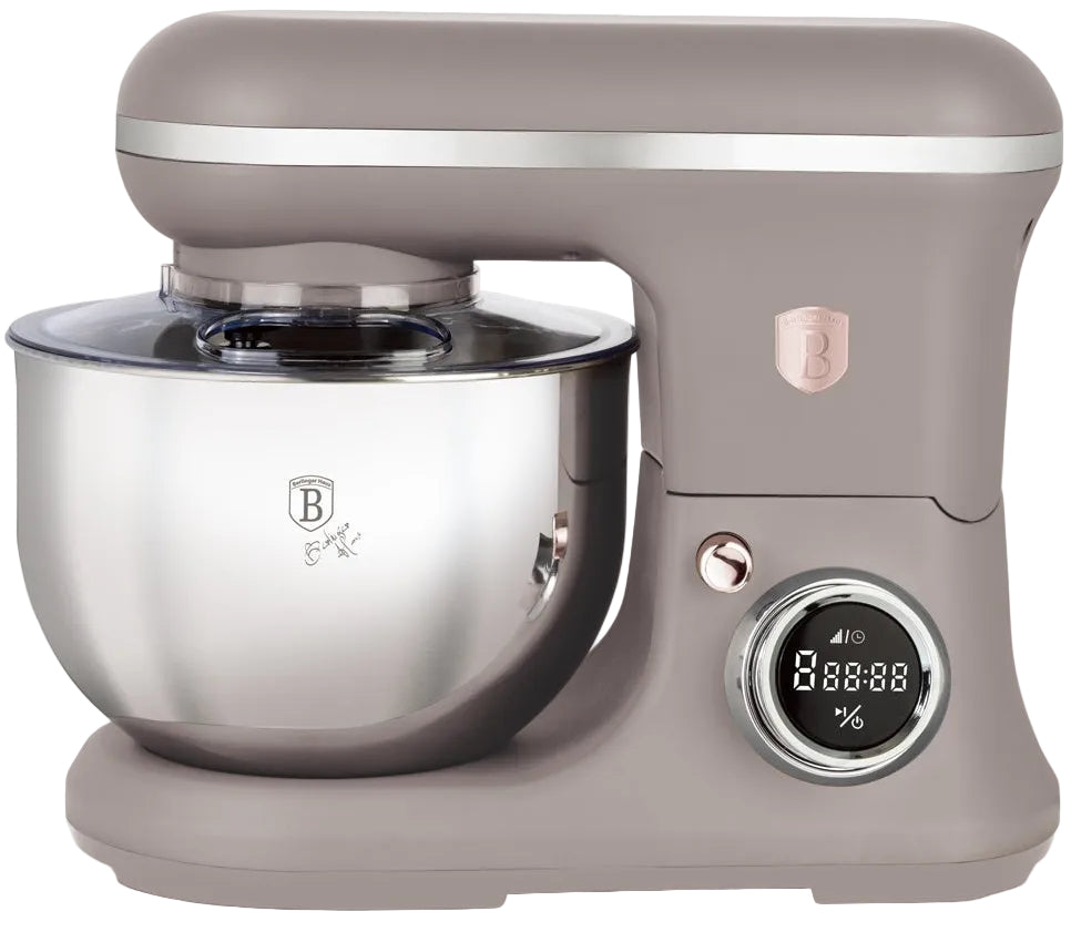 BerlingerHaus Køkkenmaskine Taupe - Rustfrit Stål Skål 6 Liter - 1500W