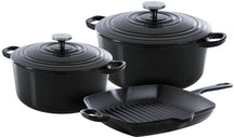 BK Pandesæt Bourgogne Jet Black Gussejern 3-delt - Stegepande ø 24, 28 cm & Grillpande 26x26 cm - egnet til alle varmekilder