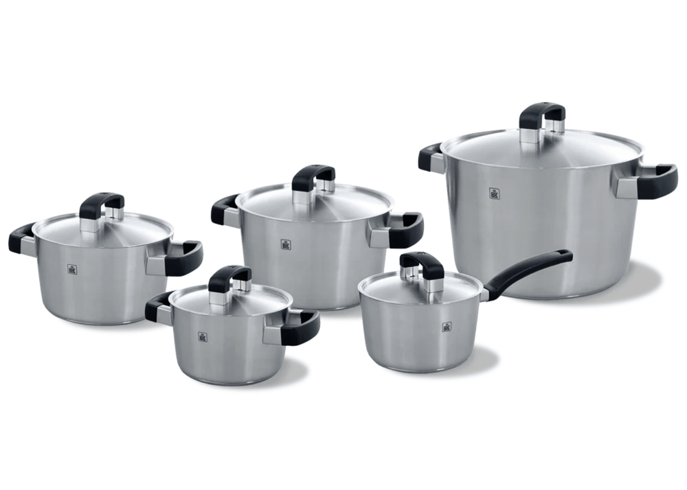 BK Pannenset Conical Cool 5-delig - RVS - Kogepande ø 16, 18, 20, 24 cm & Steelpande ø 16 cm