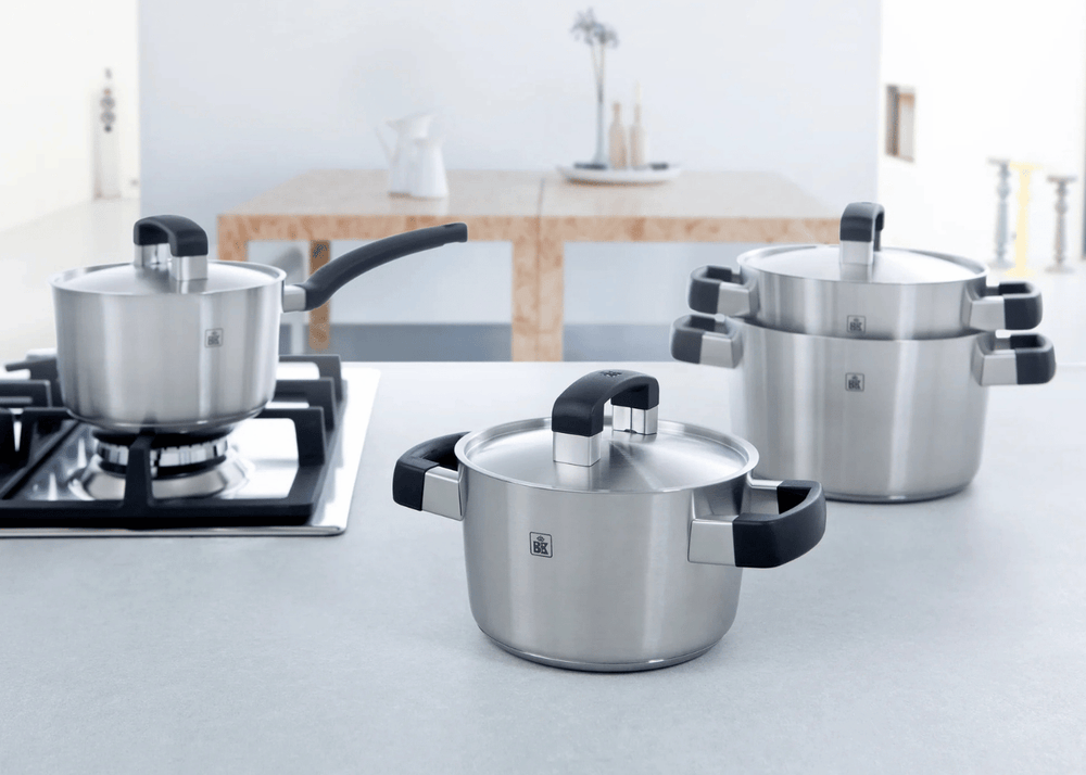 BK Pannenset Conical Cool 5-delig - RVS - Kogepande ø 16, 18, 20, 24 cm & Steelpande ø 16 cm