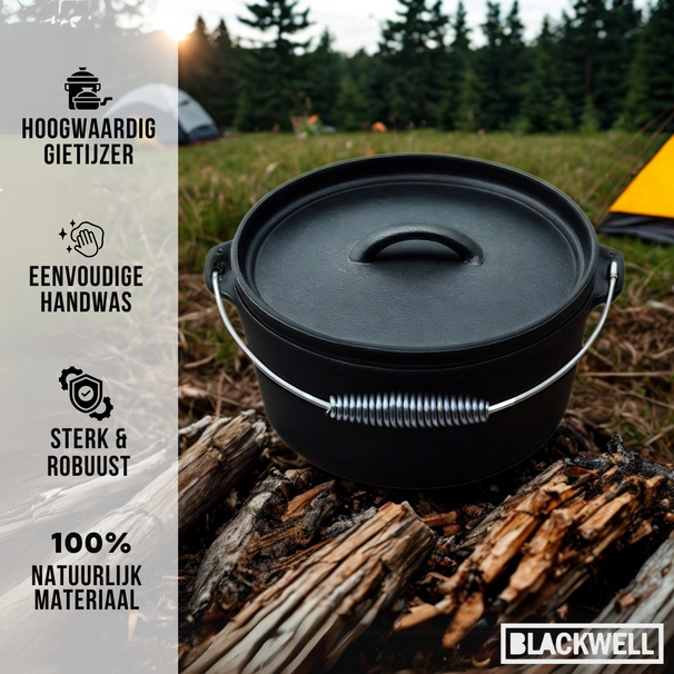 Blackwell Dutch oven / Braadpan med låg - Gussejern - ø 25 cm / 4 Liter - uden non-stick belægning