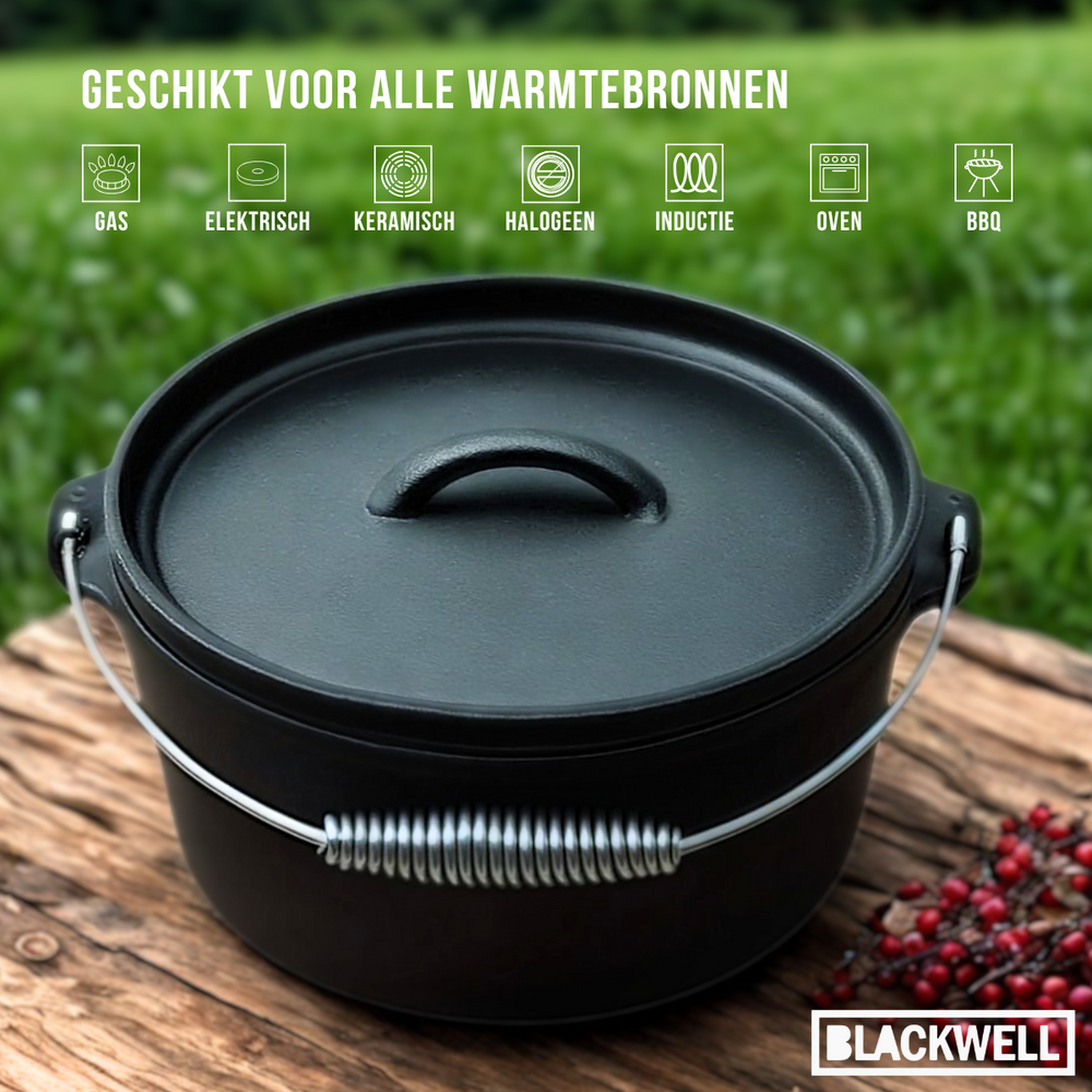 Blackwell Dutch oven / Braadpan med låg - Gussejern - ø 25 cm / 4 Liter - uden non-stick belægning