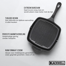 Blackwell Grillpande Gussejern Cast Iron 23 x 23 cm - egnet til alle varmekilder - uden non-stick belægning