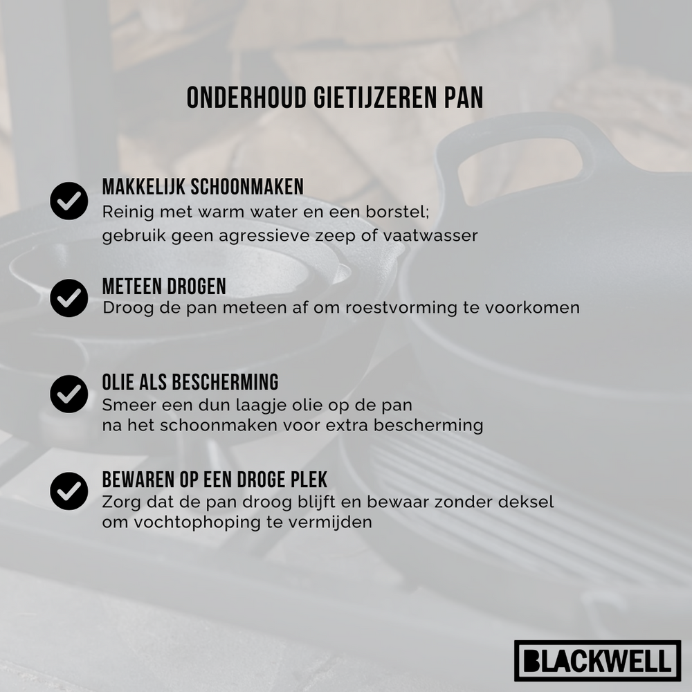 Blackwell Grillpande Gussejern Cast Iron 23 x 23 cm - egnet til alle varmekilder - uden non-stick belægning