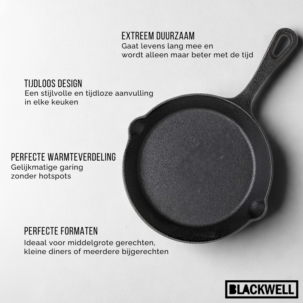 Blackwell Stegepandssæt Skillets Gussejern 3-Delt ø 16, 20 & 25 cm - egnet til alle varmekilder - uden non-stick belægning